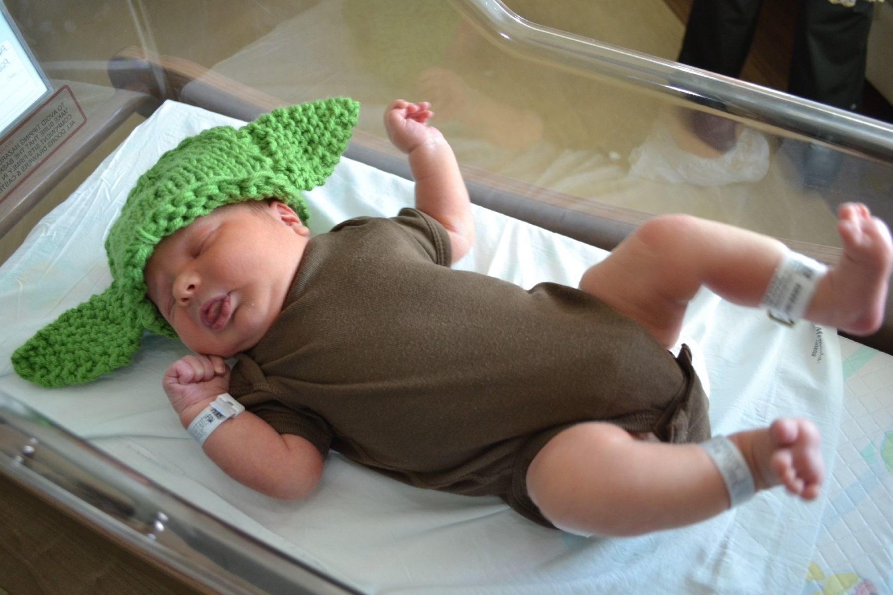 Babies don Baby Yoda caps at Franciscan Health hospitals